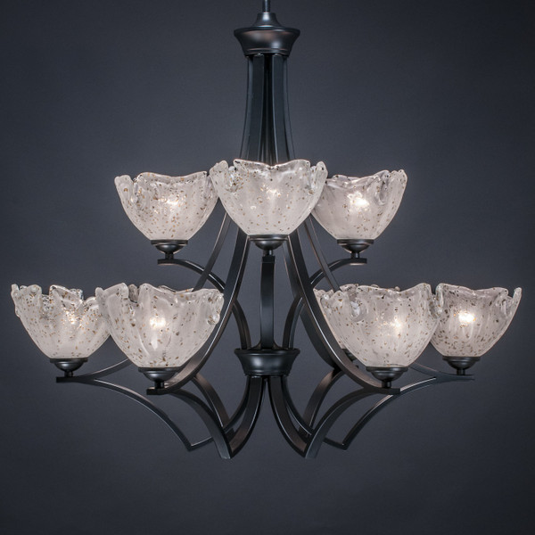 Toltec Lighting - 569-MB-755 - Nine Light Chandelier - Zilo - Matte Black