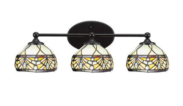 Toltec Lighting - 5913-MB-9485 - Three Light Bath Bar - Capri - Matte Black