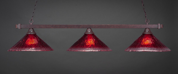 Toltec Lighting - 803-DG-716 - Three Light Billiard Bar - Square - Dark Granite