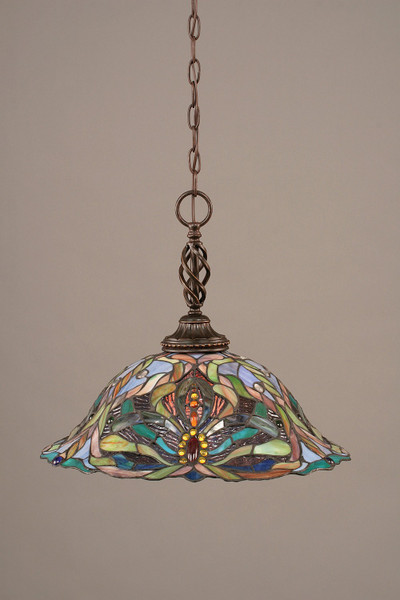 Toltec Lighting - 82-DG-990 - One Light Pendant - Eleganté - Dark Granite