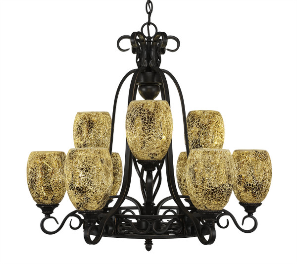 Toltec Lighting - 869-DG-4175 - Nine Light Chandelier - Eleganté - Dark Granite