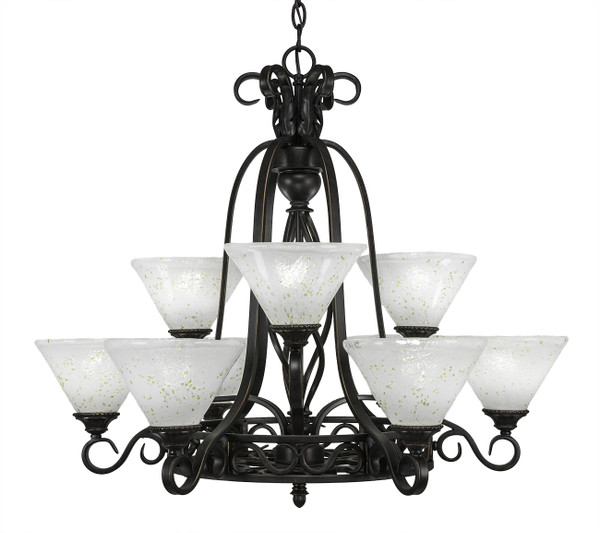 Toltec Lighting - 869-DG-7145 - Nine Light Chandelier - Eleganté - Dark Granite