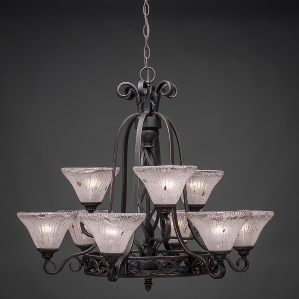 Toltec Lighting - 869-DG-751 - Nine Light Chandelier - Eleganté - Dark Granite