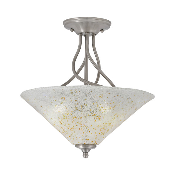 Toltec Lighting - 909-BN-714 - Three Light Semi-Flush Mount - Capri - Brushed Nickel