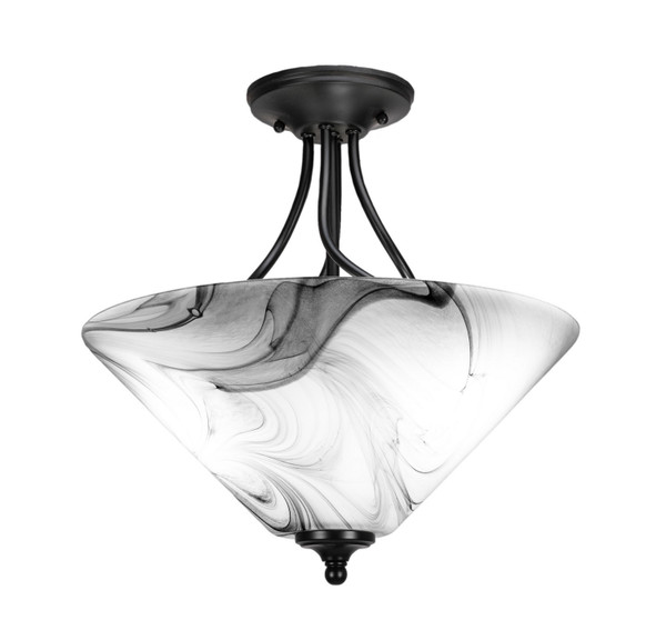 Toltec Lighting - 909-MB-2169 - Three Light Semi-Flush Mount - Capri - Matte Black