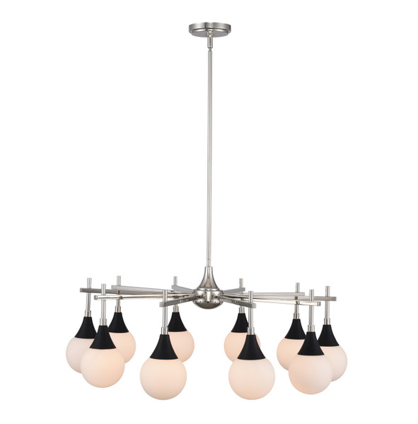 Kalco - 508571BPN - Ten Light Chandelier - Bogart - Matte Black w Polished Nickel