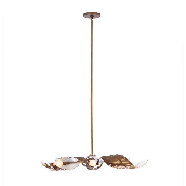 Kalco - 525556PABW - Six Light Chandelier - SPIRA - Pearlized Antique Brass W/ White