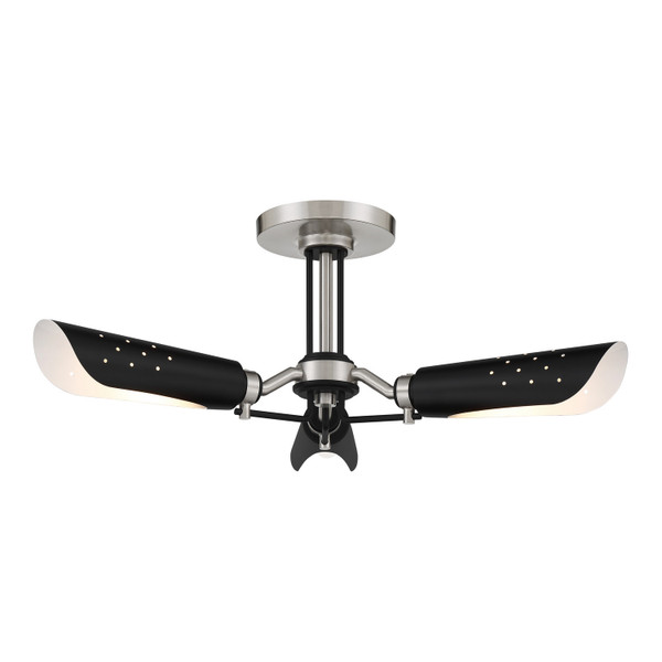 George Kovacs - P1693-691 - Three Light Semi Flush Mount - Turbine - Brushed Nickel and Coal Highlights