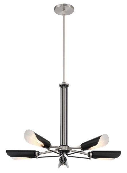 George Kovacs - P1695-691 - Five Light Chandelier - Turbine - Brushed Nickel and Coal Highlights