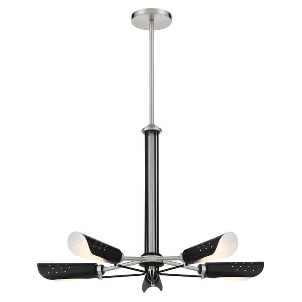 George Kovacs - P1695-691 - Five Light Chandelier - Turbine - Brushed Nickel and Coal Highlights