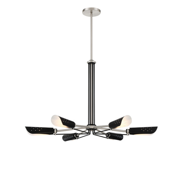 George Kovacs - P1696-691 - Six Light Chandelier - Turbine - Brushed Nickel and Coal Highlights