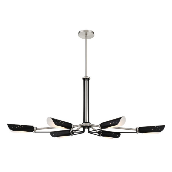 George Kovacs - P1697-691 - Six Light Island Pendant - Turbine - Brushed Nickel and Coal Highlights