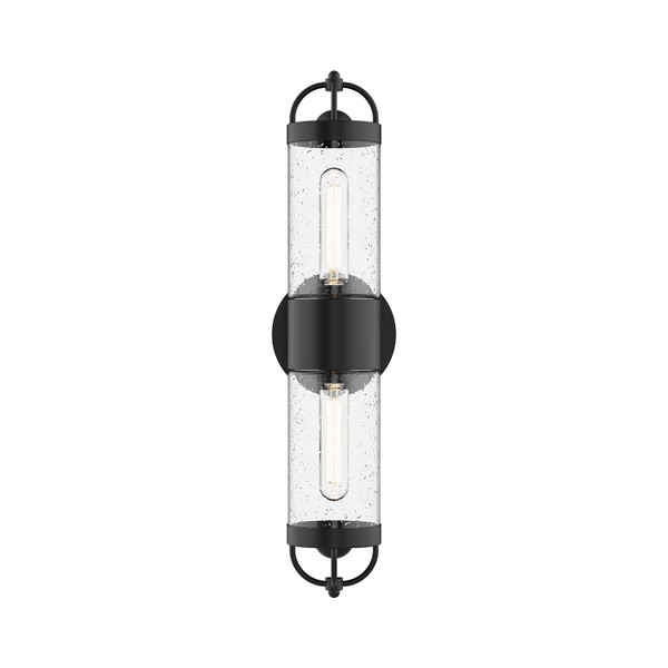 Alora - EW461102BKCB - Two Light Outdoor Wall Lantern - Lancaster - Clear Bubble Glass/Textured Black