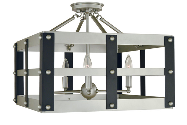 Framburg - 5344 SP/MBLACK - Five Light Flush / Semi-Flush Mount - Metro Artisan - Satin Pewter/Matte Black
