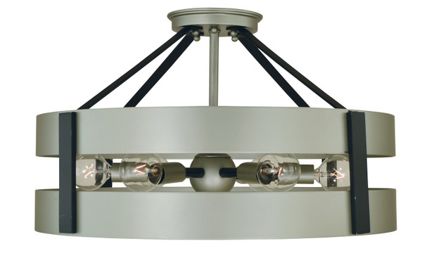 Framburg - 5384 SP/MBLACK - Six Light Flush /Semi Flush Mount - Orion - Satin Pewter/Matte Black