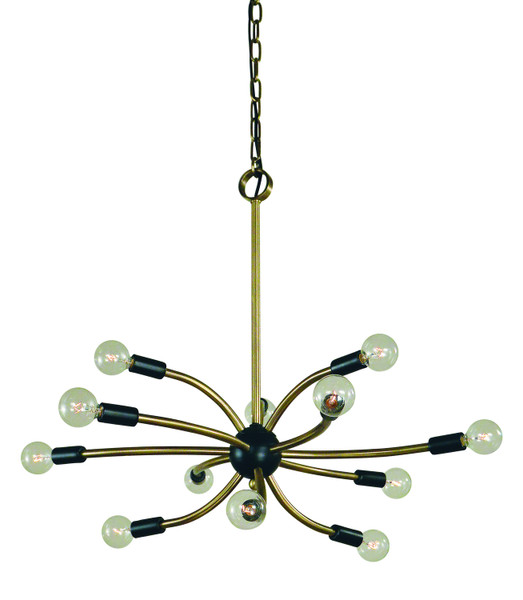 Framburg - L1072 AB/MBLACK - 12 Light Chandelier - Comet - Antique Brass with Matte Black Accents