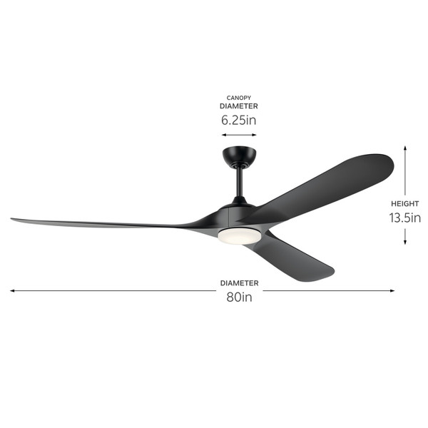 Kichler - 310680SBK - 80Ceiling Fan - Mylo - Satin Black