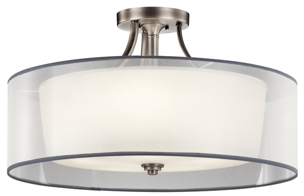 Kichler - 42399AP - Five Light Semi Flush Mount - Lacey - Antique Pewter