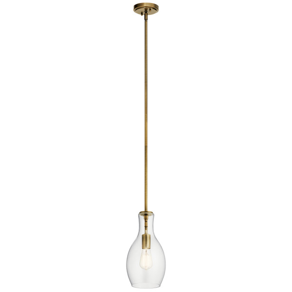 Kichler - 42456NBR - One Light Pendant - Everly - Natural Brass