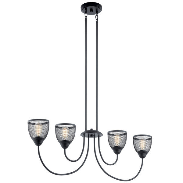 Kichler - 52273BK - Four Light Linear Chandelier - Voclain - Black