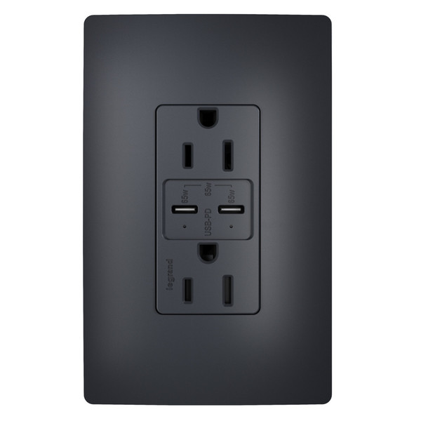 Legrand - R26USBPD65GCC6 - 65W USB Outlet Type C 15A Tamper-Resistant - radiant - Graphite