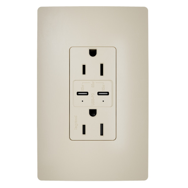 Legrand - R26USBPD65I - 65W USB Outlet Type C 15A Tamper-Resistant - radiant - Ivory