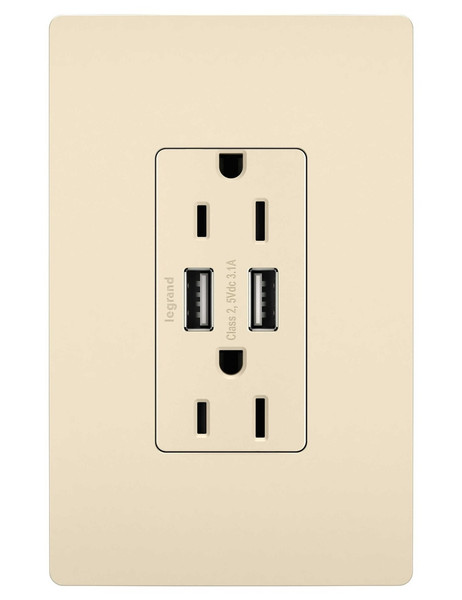 Legrand - TM826USBLA - 15A Tamper-Resistant USB Outlet - radiant - Light Almond