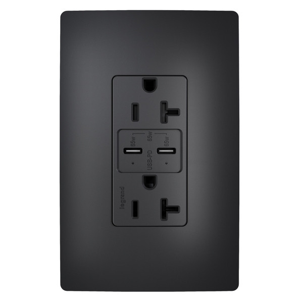 Legrand - TR20USBPD65BK - 65W Commercial USB Outlet Type C 20A Tamper-Resistant - radiant - Black