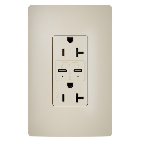 Legrand - TR20USBPD65I - 65W Commercial USB Outlet Type C 20A Tamper-Resistant - radiant - Ivory
