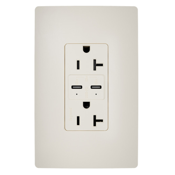 Legrand - TR20USBPD65LA - 65W Commercial USB Outlet Type C 20A Tamper-Resistant - radiant - Light Almond