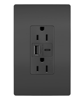 Legrand - WRR26USBAC6BK - Outdoor Ultra-Fast USB Outlet - radiant - Black