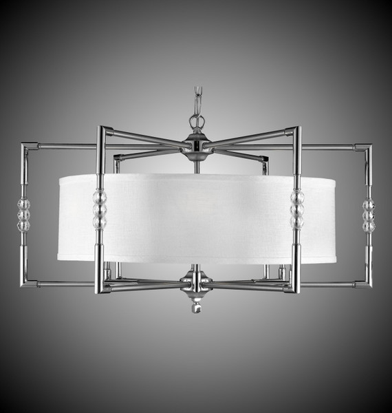 manufacturer_finish:Pewter with Polished Nickel|manufacturer_glass:Hard Linen Hard Back Fabric Shade|light_source:Incandescent|crystal:Precision Clear Faceted Crystal Spheres