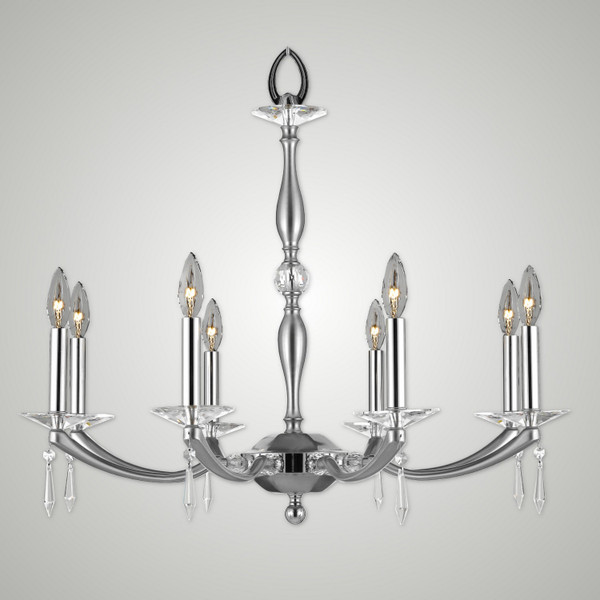American Brass & Crystal - CH5326-U-37G-38G-ST - Eight Light Chandelier - Kensington - Pewter with Polished Nickel