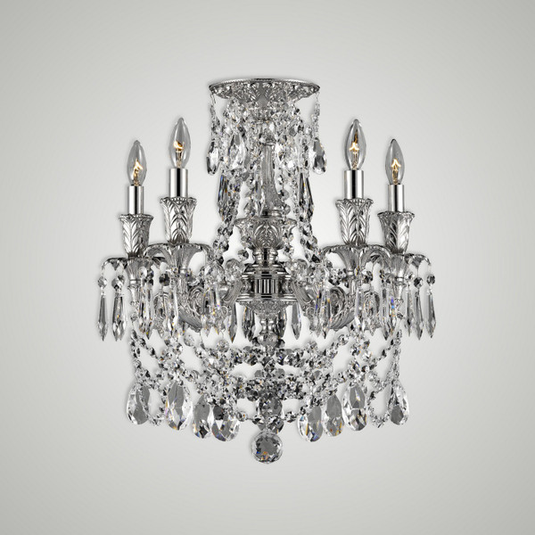 American Brass & Crystal - FM2065-O-U-08G-ST - Five Light Semi-Flush Mount - Finisterra - Silver