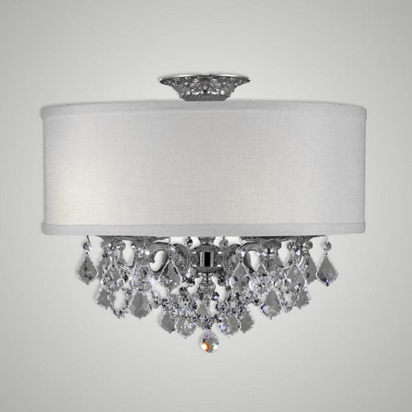manufacturer_finish:Silver|manufacturer_glass:Hard Linen Hard Back Fabric Shade|crystal:A - Precision Clear French Pendaloque Crystal