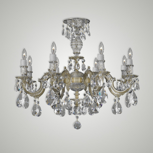 American Brass & Crystal - FM9744-O-04G-PI - Eight Light Semi-Flush Mount - Marlena - Antique White Glossy