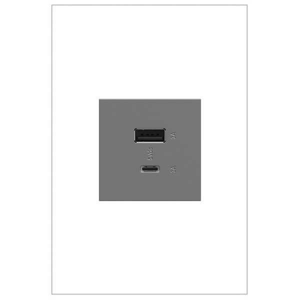 Legrand - ARUSB2AC6M4 - Ultra-Fast USB Type-A/C Outlet Module - adorne - Magnesium