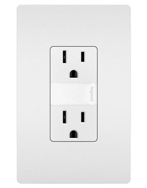 Legrand - NTL885TRW - 15A Tamper-Resistant Outlet with Night Light - radiant - White