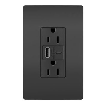 Legrand - R26USBAC6BK - 15A Tamper-Resistant Ultra-Fast USB Type A/C Outlet - radiant - Black