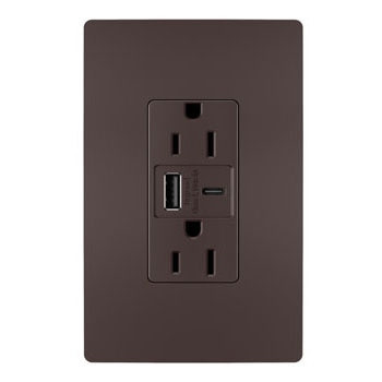Legrand - R26USBAC6DBCCV4 - 15A Tamper-Resistant Ultra-Fast USB Type A/C Outlet - radiant - Dark Bronze