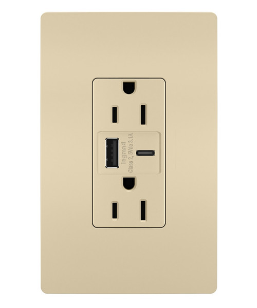Legrand - R26USBACI - 15A Tamper-Resistant USB Type A/C Outlet - radiant - Ivory