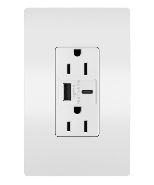 Legrand - R26USBACW - 15A Tamper-Resistant USB Type A/C Outlet - radiant - White