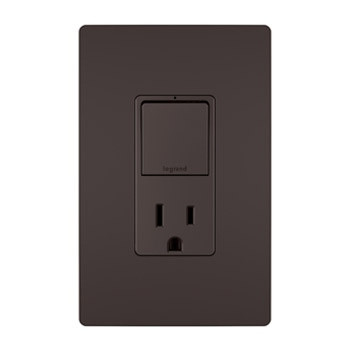 Legrand - RCD38TR - Single-Pole/3-Way Switch with 15A Tamper-Resistant Outlet - radiant - Brown