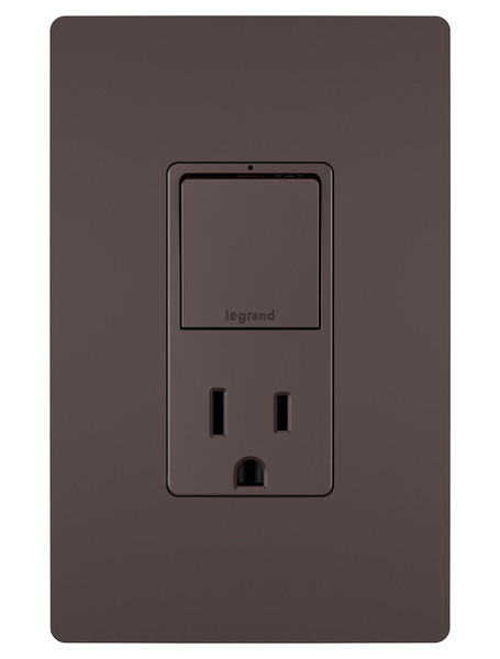 Legrand - RCD38TRDBCC6 - Single Pole/3-Way Switch with 15A Tamper-Resistant Outlet - radiant - Dark Bronze