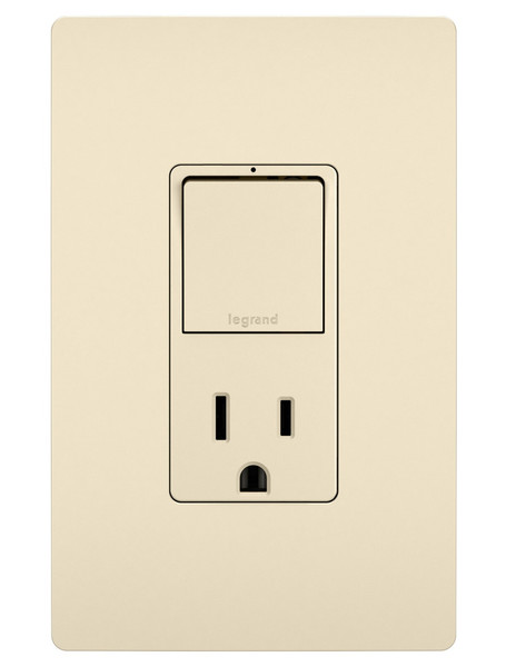 Legrand - RCD38TRLA - Single Pole/3-Way Switch with 15A Tamper-Resistant Outlet - radiant - Light Almond