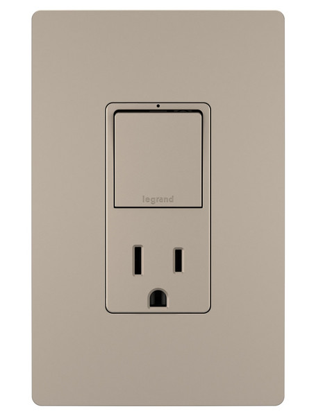 Legrand - RCD38TRNICC6 - Single Pole/3-Way Switch with 15A Tamper-Resistant Outlet - radiant - Nickel