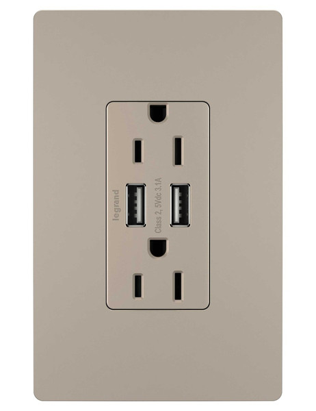 Legrand - TM826USBNICC6 - 15A Tamper-Resistant USB Outlet - radiant - Nickel