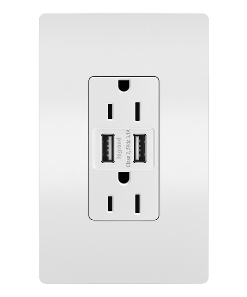 Legrand - TM826USBW - 15A Tamper-Resistant USB Outlet - radiant - White