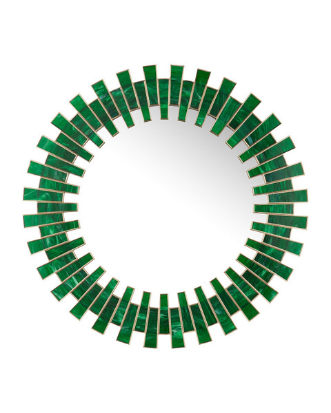 Currey and Company - 1000-0170 - Mirror - Glasdele Emerald - Green/Antique Brass