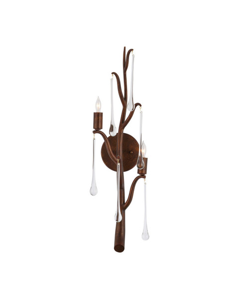 Currey and Company - 5000-0291 - Two Light Wall Sconce - Morning Grove - Rhine Gold/Clear
